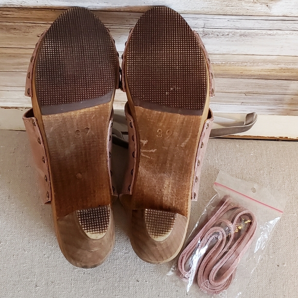 Sanita Leather Lace up Wooden Slingback Heels EU39 - Picture 7 of 8